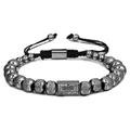 Detailansicht des Kronen-Perlenarmbands mit Zirkonia-Inlay und verstellbarer Kordel - Schwarz 8MM 16 Ananasperlen Krone