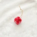 Miniature red wool felt gift box ornament with white string detail and 3cm size - Red Small Gift Box