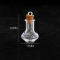 Mini transparent glass wish bottle with cork and metal loop hook, 22mm x 17mm size - Transparent Vase Shape Bottle + Eye Pin Cork