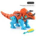 Jouet Triceratops orange et bleu à assembler avec tournevis en plastique pour enfant - Tricératops (Sac OPP)