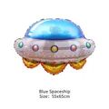 Blue UFO spaceship foil balloon 55x65cm for outer space themed birthday party decoration - Blue Space Ship