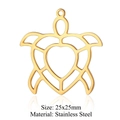 Golden stainless steel sea turtle pendant with heart cutout for DIY jewelry making - Sea Turtle / Gold
