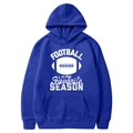 Blauer American-Football-Hoodie mit weißem Grafikdruck und gemütlicher Kängurutasche - S / Oberteile / Blau