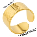 Detailed view of hammered texture golden open ring with 1.0cm width measurements - Gold