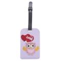 Purple DIY 5D diamond luggage tag with cartoon owl pattern and LOVE heart crystals - Heart Owl