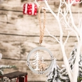 Decorazione natalizia rotonda in legno grigio con renna e fiocco di neve bianco - R-C40 Stile Cervo Singolo