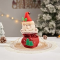 Christmas Santa Claus drawstring gift bag in red burlap with bell and tree detail - J-1 Embroidered Santa Bag