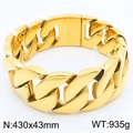 Heavy duty 43mm wide golden Cuban link 316L stainless steel chain for large dogs - 430x43mm / Gold Color (KN288402-KJX)