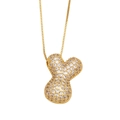 Puffy peanut shaped pendant necklace with gold plating and paved sparkling cubic zirconia - Shape: Peanut / Gold