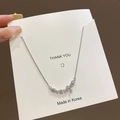 Silver titanium steel necklace with star cluster zircon pendant and pearl butterfly accent - Star Cluster Arc Zircon Pendant (X857 Silver)