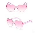 Lunettes de soleil cœur sans monture à la mode avec verres roses dégradés pour femme - Rose Dégradé