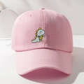 Pink baseball cap for kids with cute blue dinosaur and heart embroidery detail - One Size / Pink