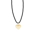 Collier cœur en argent S925 avec corde tressée noire et pendentif cœur doré élégant - Argent 925 / Doré