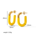 Orecchini a U placcati oro 18K con smalto giallo e dettagli sulle dimensioni - Oro & Giallo (TKR178-YE)