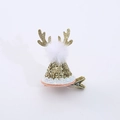Pince à cheveux bois de renne à paillettes dorées avec pompon blanc pour Noël - Clip Chapeau en Peluche / Ensemble de 3 / Or