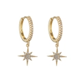 Orecchini a stella placcati in oro minimalisti con pietre in zirconia su sfondo bianco - Fibbia per orecchie / Oro (Fiocco di Neve)