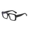 Black square thick frame sunglasses with camouflage pattern inner temple design - Black Frame Inside Leopard Anti-blue Light