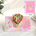 3D handmade tulip bouquet card in pink, includes card and insert, 20x15cm size - Red Pink Tulips in Hand