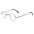 Steampunk retro small round sunglasses with silver metal frame and black temple tips - Silver Frame Clear Lens C9