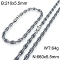 Conjunto de collar y pulsera de acero inoxidable gris oscuro con especificaciones - Pulsera / Color Gunmetal