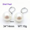 Orecchini in acciaio inossidabile placcato oro 18K con perla di conchiglia bianca 14mm - Forma Rotonda (KE44014-Z)