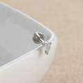 Macro shot of silver labret stud with teardrop opal and secure 3-prong setting - Waterdrop-E1340 / 1PC / Silver