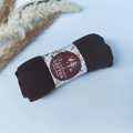 Pleated bubble shawl in dark brown cotton with a decorative floral paper sleeve - Style #27