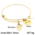 Bracelet maman doré avec breloques cœur, perle et gravure MOM pour femmes et mères - Bracelet Jonc MOM Zircon (KB203661-Z)