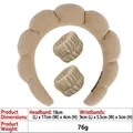 Khaki flannel sponge headband and wristbands set for face washing and makeup - 9# 3PCS Light Coffee Set Headband & Wristbands