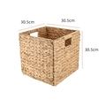 Square woven storage basket made of natural water hyacinth with cutout handles - Folding Gourd Grass Woven Basket