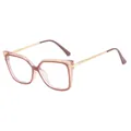 Square blue light blocking glasses with transparent champagne and brown frame - Transparent Champagne with Coffee / Clear Anti-Blue Light