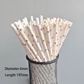 Detail of rose gold star pattern paper straws measuring 6mm diameter and 197mm length - Rose Gold Star
