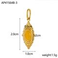 Colgante vintage de acero inoxidable dorado con piedra natural amarilla, 2,0 x 1,0 cm - Hoja de Oro Con Piedra Amarilla (AP41564B-3)