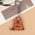 Porte-clés Capybara mignon en acrylique avec motif orange et fermoir mousqueton argenté - Style 5 [N° B237]