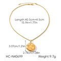 Dimensiones del collar relicario: cadena 40,5 cm, colgante estrella dorada, peso 9,7 g - Relicario de Fotos Redondo con Estrella(HC-N40699)