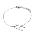 Bracciale a catena in acciaio inossidabile argento con ciondolo lettera R regolabile - Stile Lettera R (KB116114-K)