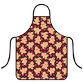 Waterproof Christmas apron featuring black trim and ginger man patterns on a red plaid base - Red Plaid Gingerbread - Red