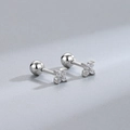 Silver S925 four-leaf clover stud earrings with sparkling crystals and screw backs - Platinum Plated