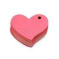Stack of red heart-shaped paper gift tags with pre-punched holes for Valentine's Day decor - Pearlescent Red