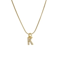 Classic 18k gold necklace featuring a micro-paved zircon letter K pendant on a snake chain - Letter K