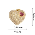 Pendentif coeur plaqué or 18k avec pierres rouges et pavé de zircons blancs, 26,6mm - Pendentif Cœur dans le Cœur Rouge avec Zirconia (DZ-153)