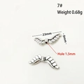 Silver vintage feather charms for DIY jewelry 23mm x 8mm with 1.5mm hole beads - Size 7