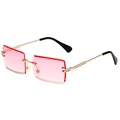 Fashionable rimless rectangular sunglasses with pink gradient lenses and gold metal frames - Gold Frame Pink Gradient