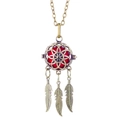 Collier diffuseur attrape-rêves en bronze avec sphère en métal et perle rouge - Attrape-rêves Bronze Balle Rouge (06)