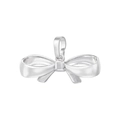 Close-up of a silver bow pendant with a polished finish and a geometric metal design - VD1487-White Gold Bow