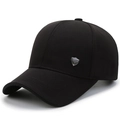 Berretto da baseball nero classico con emblema a scudo argento per protezione solare - Regolabile / Distintivo a Scudetto / Nero