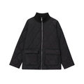 Giacca trapuntata nera da donna con collo alto e grandi tasche con patta moda - XS / Nero