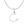 Dainty silver stainless steel flat snake chain necklace featuring a letter C pendant - Letter C (Steel Color)