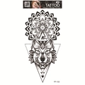 Waterproof temporary tattoo sticker with geometric wolf head and mandala design FF-133 - Wolf Head Geometric (FF-133)