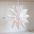 Estrella navideña 3D de papel blanco 30cm, adorno colgante de estilo nórdico para árbol - Copo de Nieve 3D de 30cm